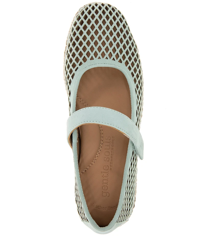 Gentle Souls Sienna Perforated Nubuck Suede Mary Jane Espadrille Flats