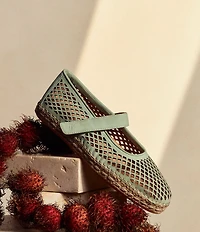 Gentle Souls Sienna Perforated Nubuck Suede Mary Jane Espadrille Flats