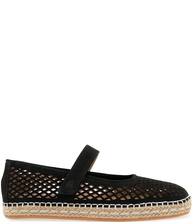 Gentle Souls Sienna Perforated Nubuck Suede Mary Jane Espadrille Flats
