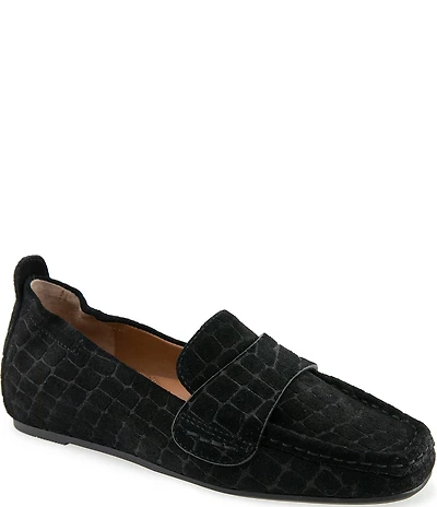 Gentle Souls Sophie Crocodile Embossed Suede Loafers