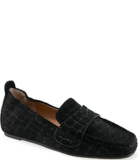 Gentle Souls Sophie Crocodile Embossed Suede Loafers