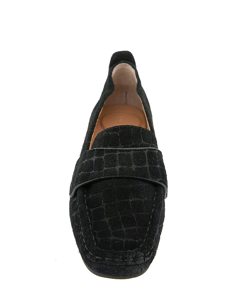 Gentle Souls Sophie Crocodile Embossed Suede Loafers