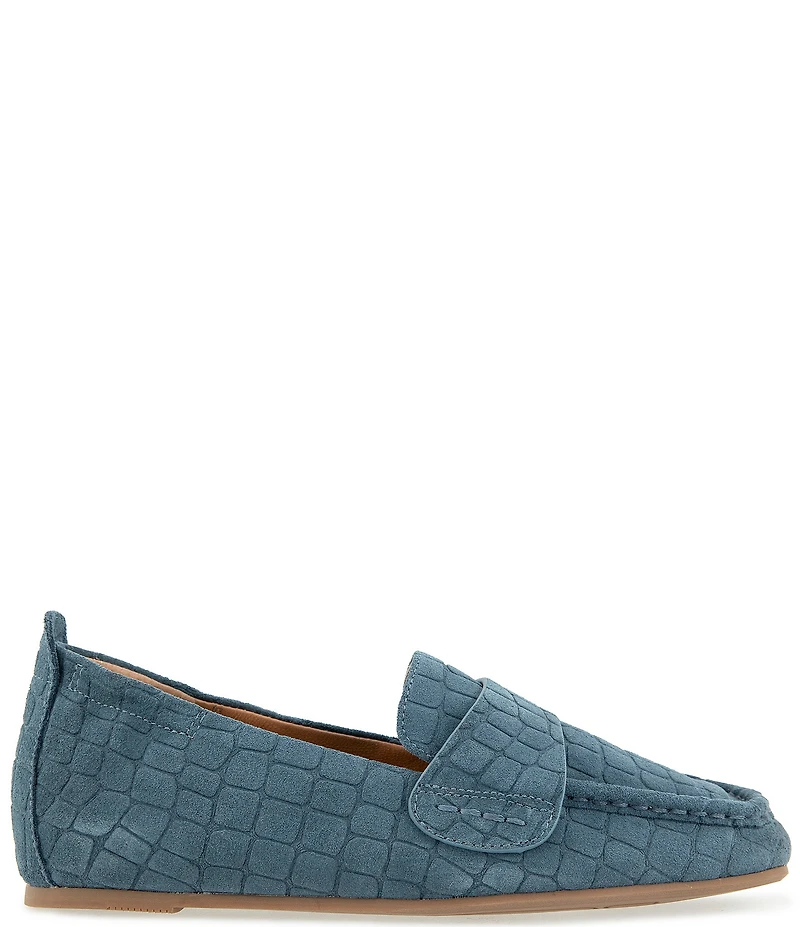 Gentle Souls Sophie Crocodile Embossed Suede Loafers