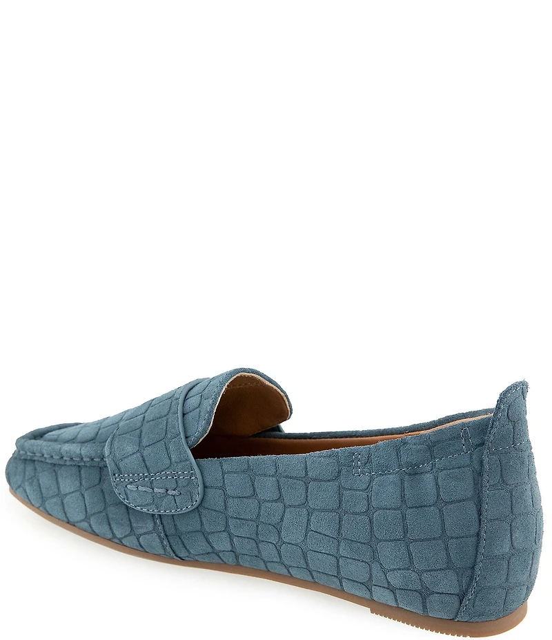 Gentle Souls Sophie Crocodile Embossed Suede Loafers