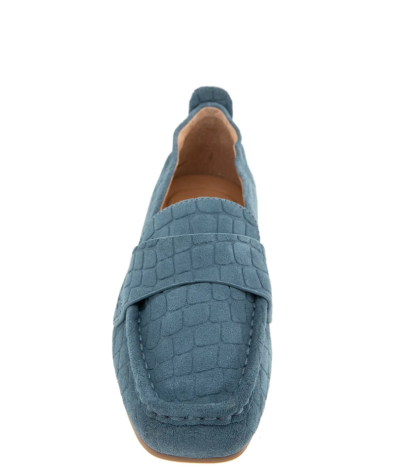 Gentle Souls Sophie Crocodile Embossed Suede Loafers