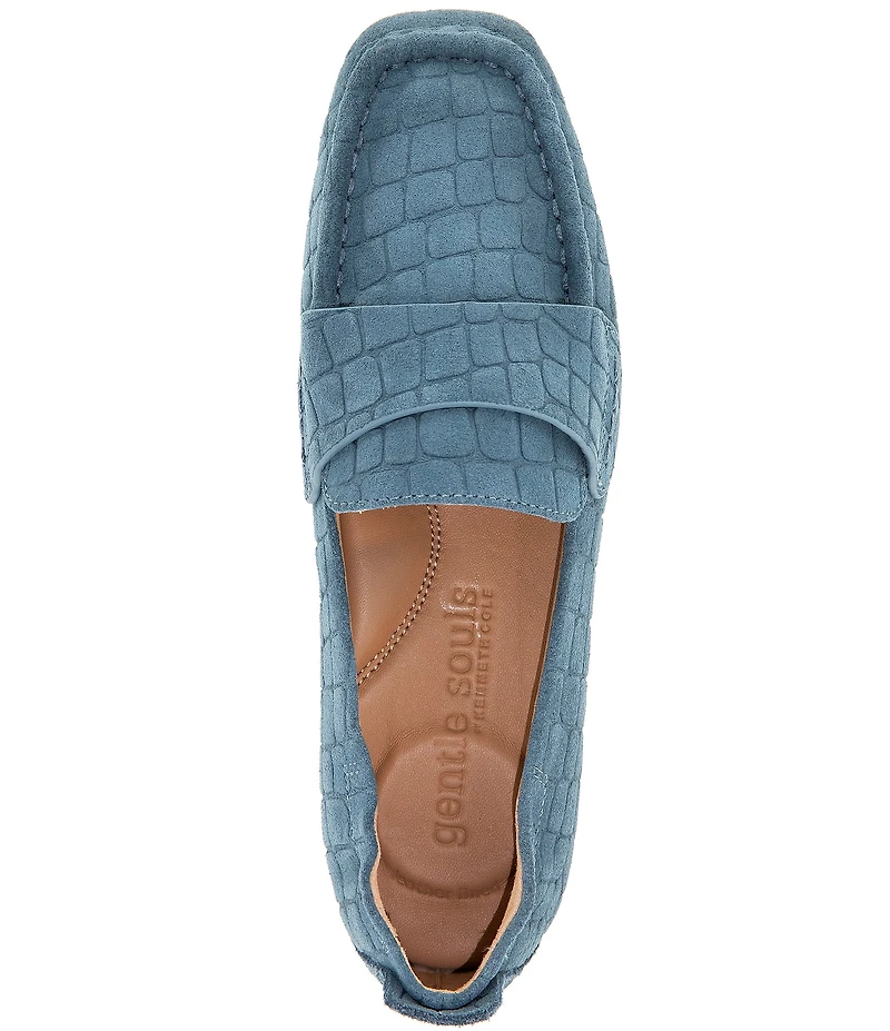 Gentle Souls Sophie Crocodile Embossed Suede Loafers
