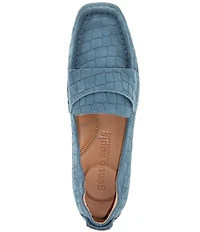 Gentle Souls Sophie Crocodile Embossed Suede Loafers