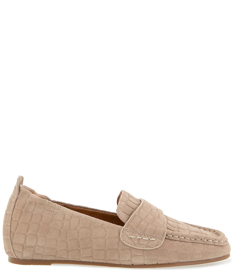 Gentle Souls Sophie Crocodile Embossed Suede Loafers