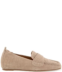 Gentle Souls Sophie Crocodile Embossed Suede Loafers