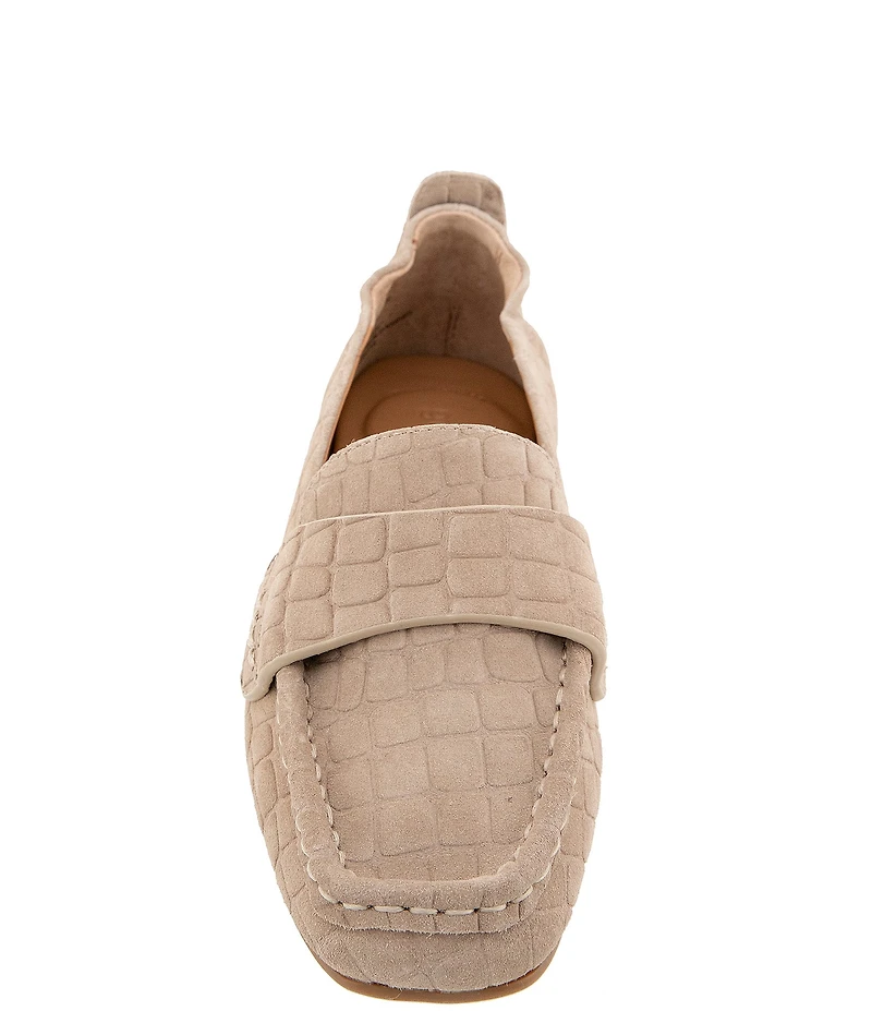 Gentle Souls Sophie Crocodile Embossed Suede Loafers