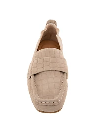 Gentle Souls Sophie Crocodile Embossed Suede Loafers