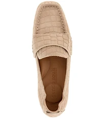 Gentle Souls Sophie Crocodile Embossed Suede Loafers