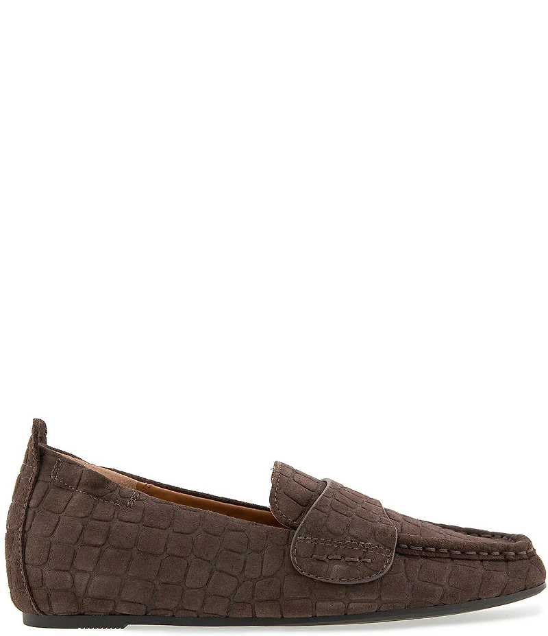 Gentle Souls Sophie Crocodile Embossed Suede Loafers