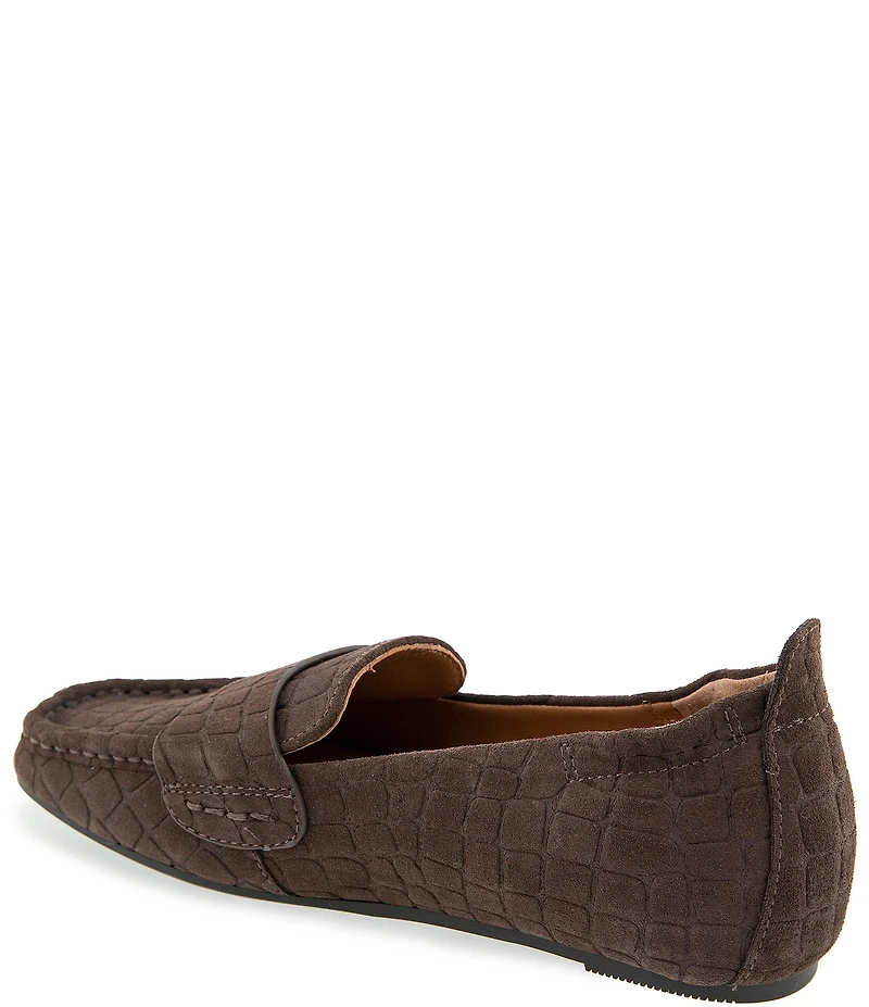 Gentle Souls Sophie Crocodile Embossed Suede Loafers