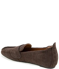 Gentle Souls Sophie Crocodile Embossed Suede Loafers