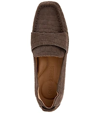 Gentle Souls Sophie Crocodile Embossed Suede Loafers