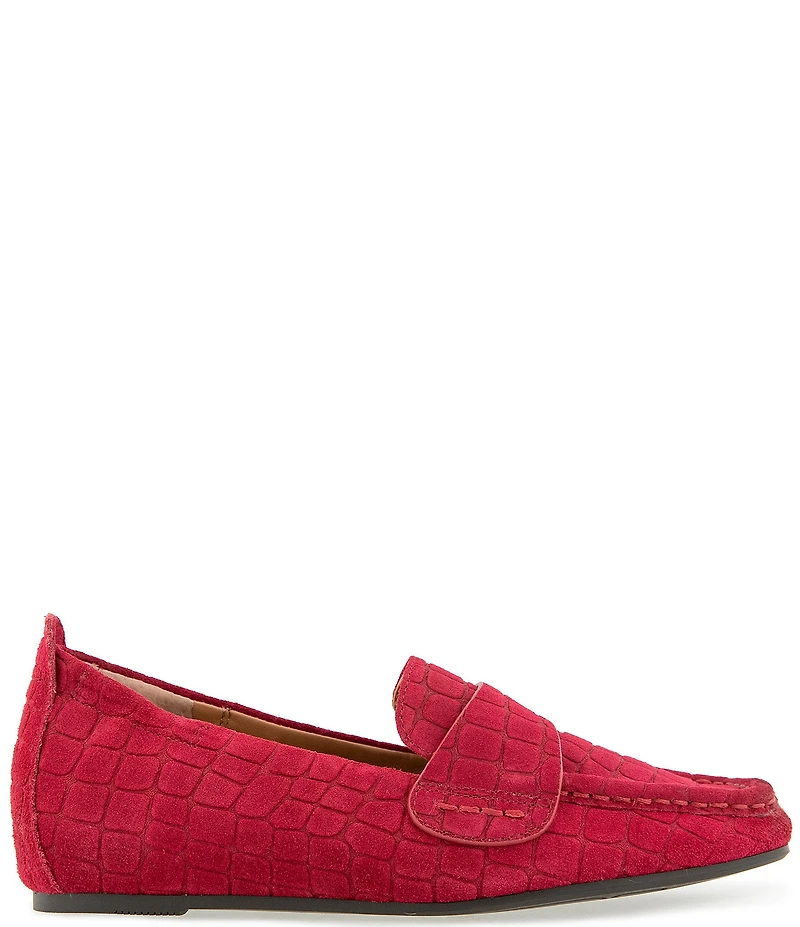 Gentle Souls Sophie Crocodile Embossed Suede Loafers