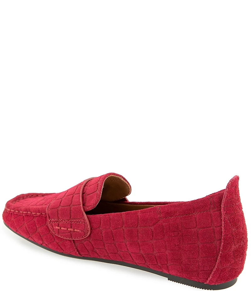 Gentle Souls Sophie Crocodile Embossed Suede Loafers