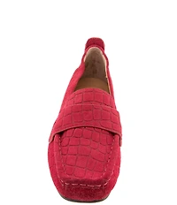 Gentle Souls Sophie Crocodile Embossed Suede Loafers
