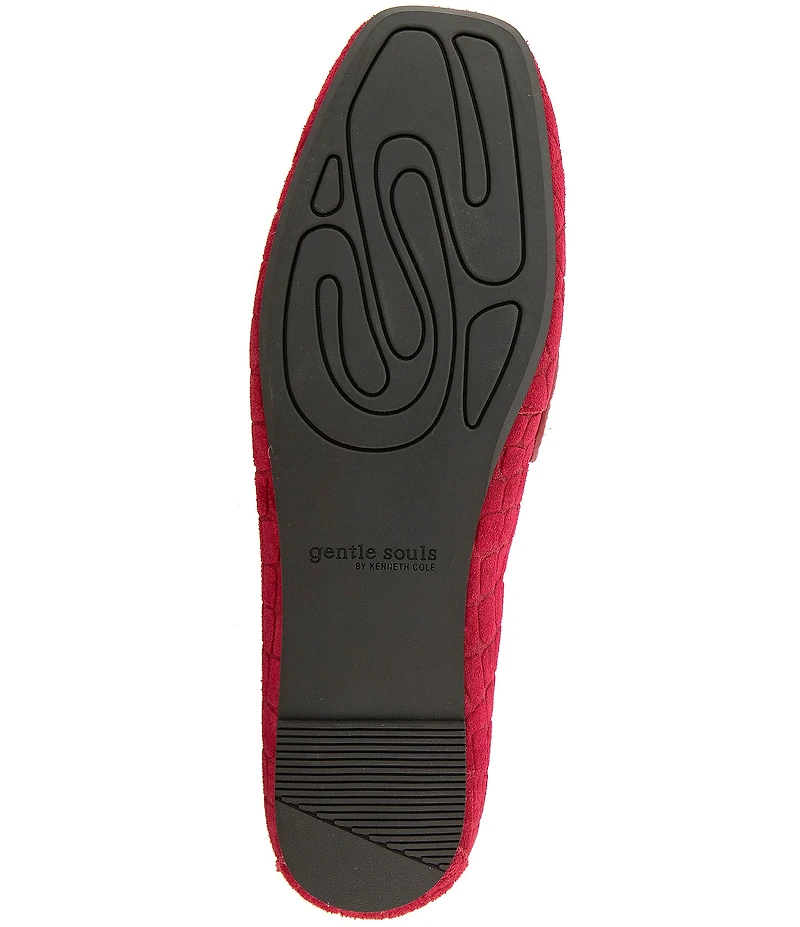 Gentle Souls Sophie Crocodile Embossed Suede Loafers