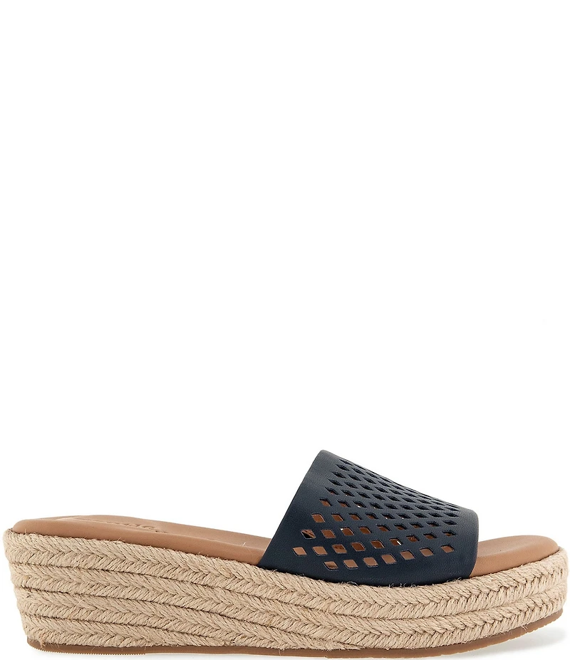 Gentle Souls Vandy Perforated Leather Espadrille Slide Sandals