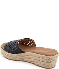 Gentle Souls Vandy Perforated Leather Espadrille Slide Sandals