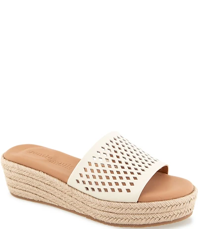 Gentle Souls Vandy Perforated Leather Espadrille Slide Sandals