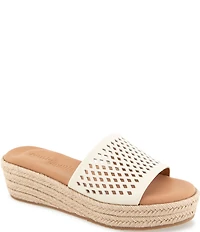 Gentle Souls Vandy Perforated Leather Espadrille Slide Sandals