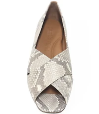 Gentle Souls Whoebe Snake Print Leather Peep Toe Flats