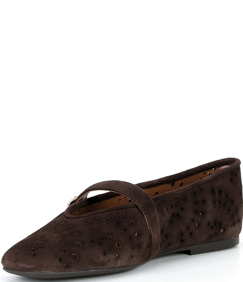 Gentle Souls Wini Laser Cut Out Suede Mary Jane Flats
