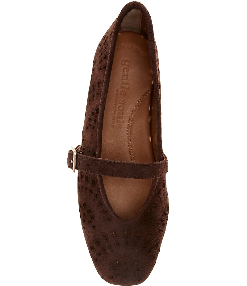 Gentle Souls Wini Laser Cut Out Suede Mary Jane Flats