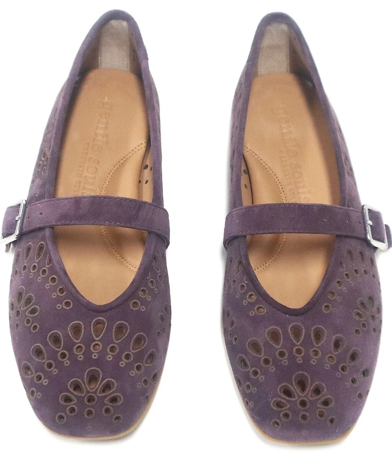 Gentle Souls Wini Laser Cut Out Suede Mary Jane Flats
