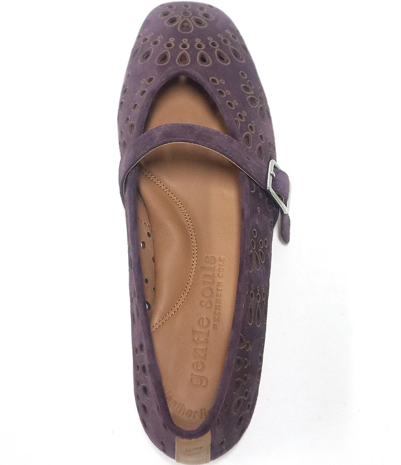 Gentle Souls Wini Laser Cut Out Suede Mary Jane Flats