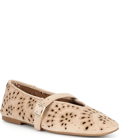 Gentle Souls Wini Laser Cut Out Suede Mary Jane Flats