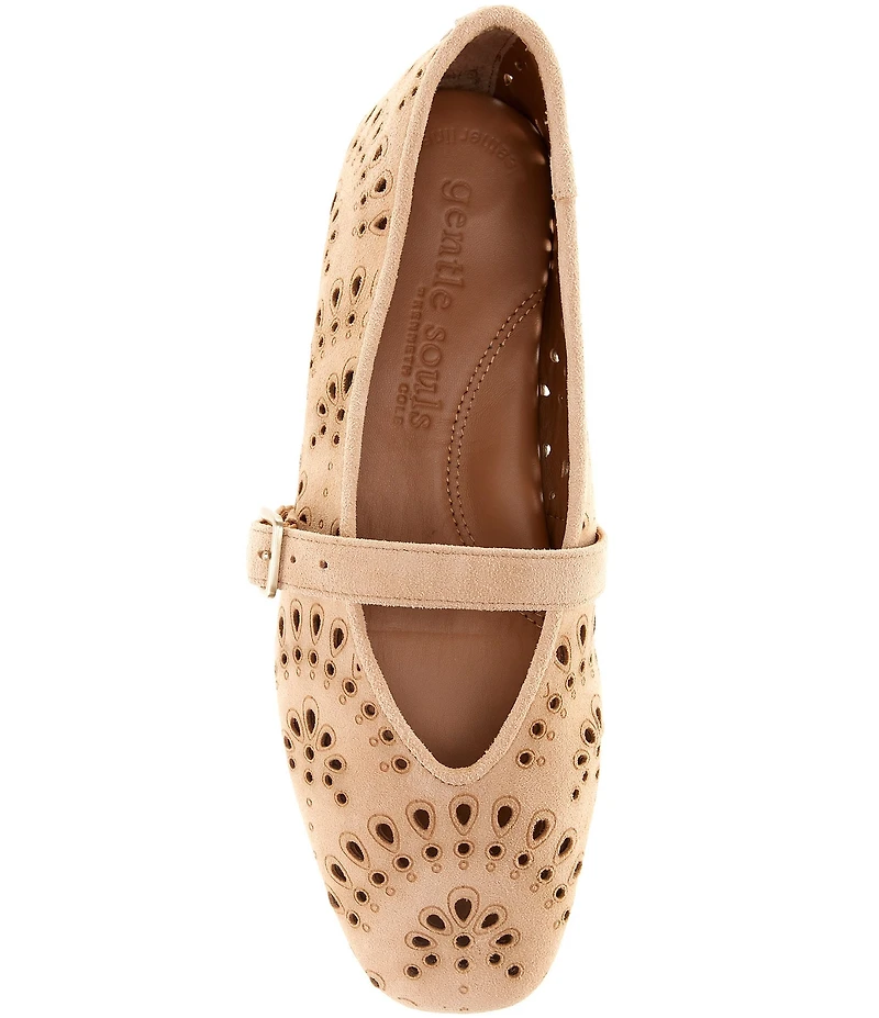 Gentle Souls Wini Laser Cut Out Suede Mary Jane Flats