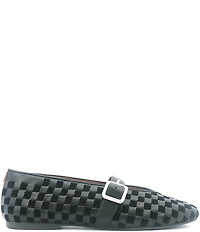 Gentle Souls Winifred Woven Leather and Suede Checkered Mary Jane Ballet Flats