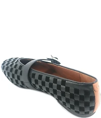Gentle Souls Winifred Woven Leather and Suede Checkered Mary Jane Ballet Flats