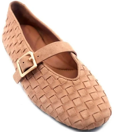 Gentle Souls Winifred Woven Suede Mary Jane Ballet Flats
