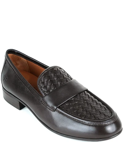 Gentle Souls Women's Crew Woven Detailed Leather Loafers