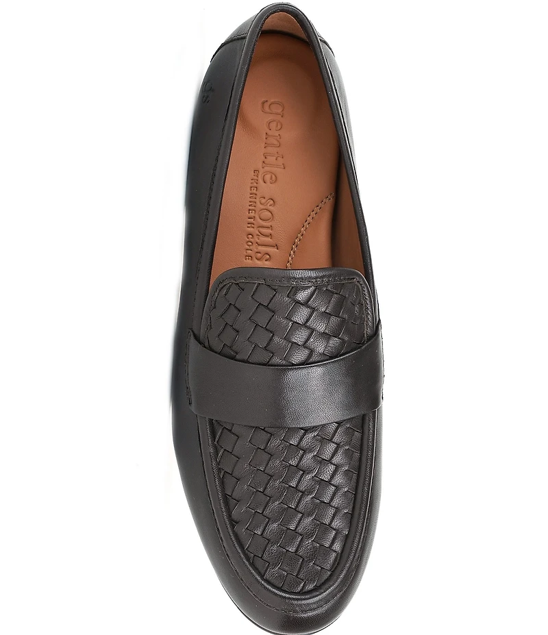 Gentle Souls Women's Crew Woven Detailed Leather Loafers
