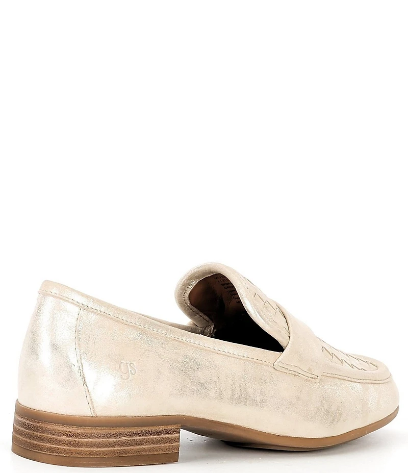 Gentle Souls Women's Crew Woven Detailed Leather Loafers
