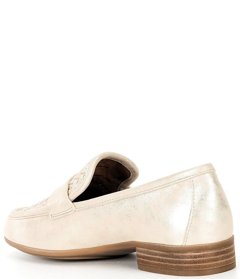 Gentle Souls Women's Crew Woven Detailed Leather Loafers