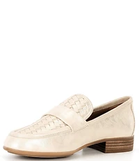 Gentle Souls Women's Crew Woven Detailed Leather Loafers