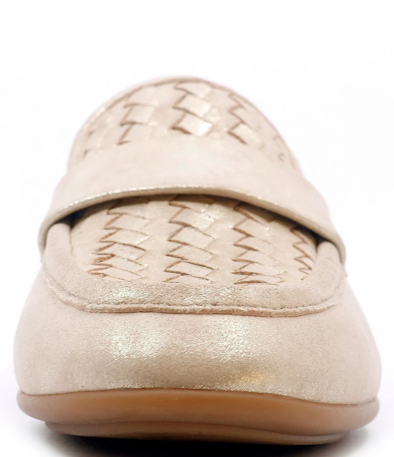 Gentle Souls Women's Crew Woven Detailed Leather Loafers