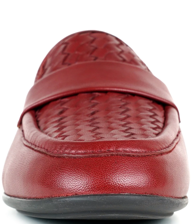 Gentle Souls Women's Crew Woven Detailed Leather Loafers