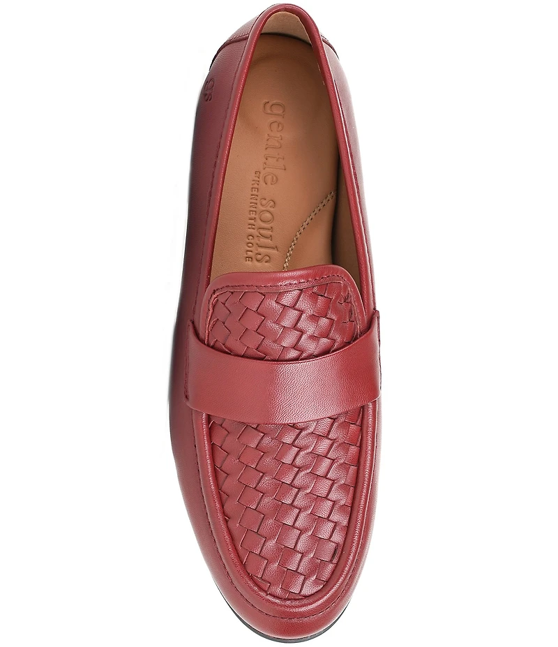 Gentle Souls Women's Crew Woven Detailed Leather Loafers