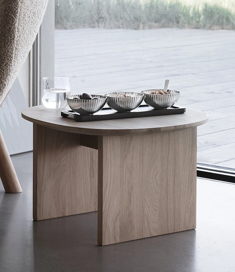 Georg Jensen Bernadotte Triple Bowl Set in Stand Wood & Stainless Steel