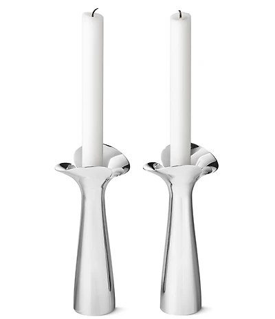 Georg Jensen Bloom Botanica Stainless Steel Sculptural Candle Holder, Set of 2
