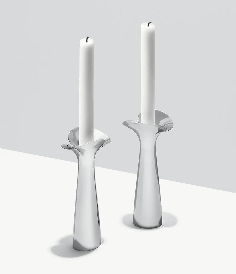 Georg Jensen Bloom Botanica Stainless Steel Sculptural Candle Holder, Set of 2