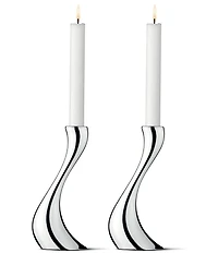 Georg Jensen Cobra Collection Mirror Stainless Steel Spiraling Candle Holder Set